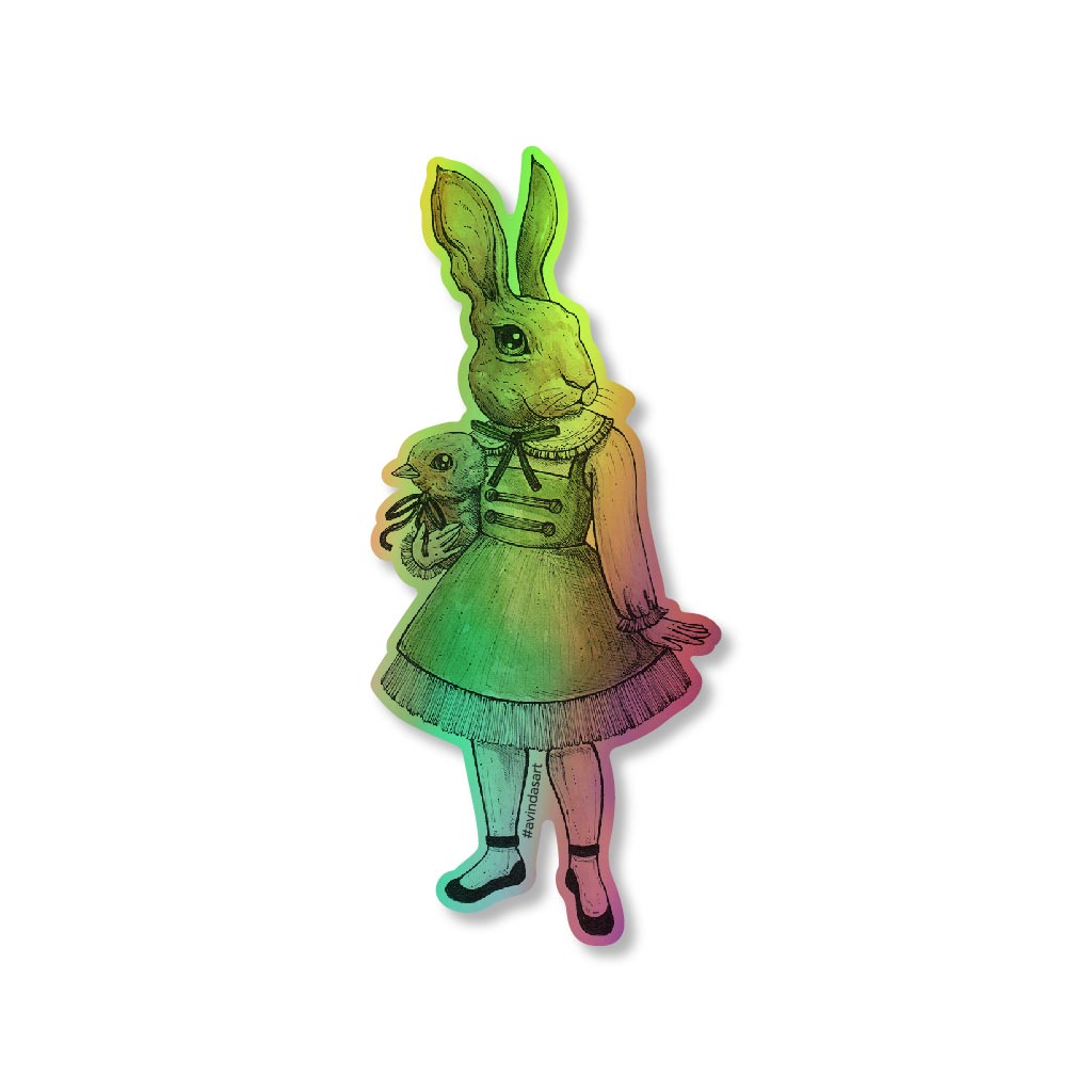 Coneja con vestido verde - sticker