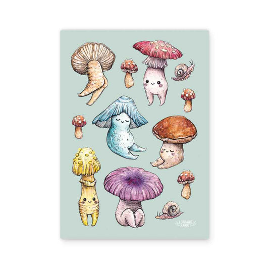 Honguitos felices - print holográfico