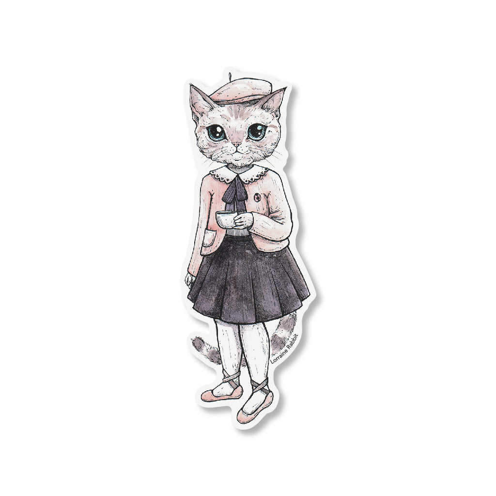 Gata con café - sticker