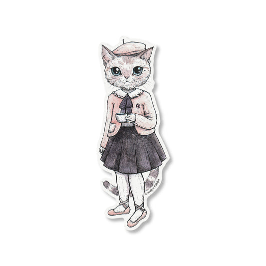 Gata con café - sticker
