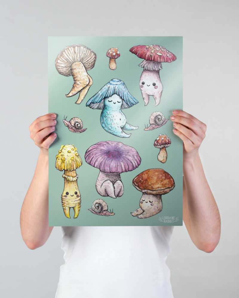 Honguitos felices - print A3