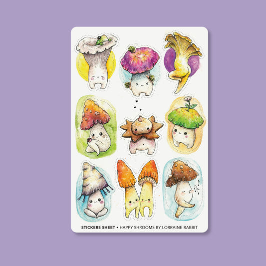 Honguitos felices 02 - lámina de stickers