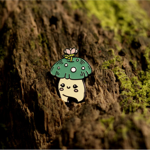 Flower mushroom pin