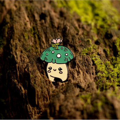 Flower mushroom pin