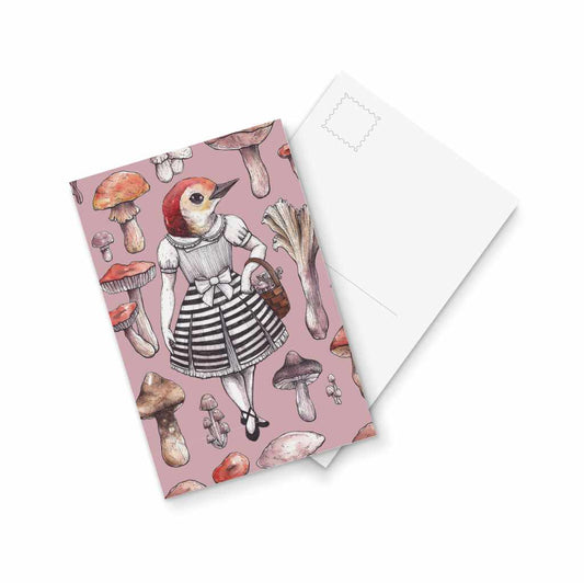 Lady Woodpecker - postcard